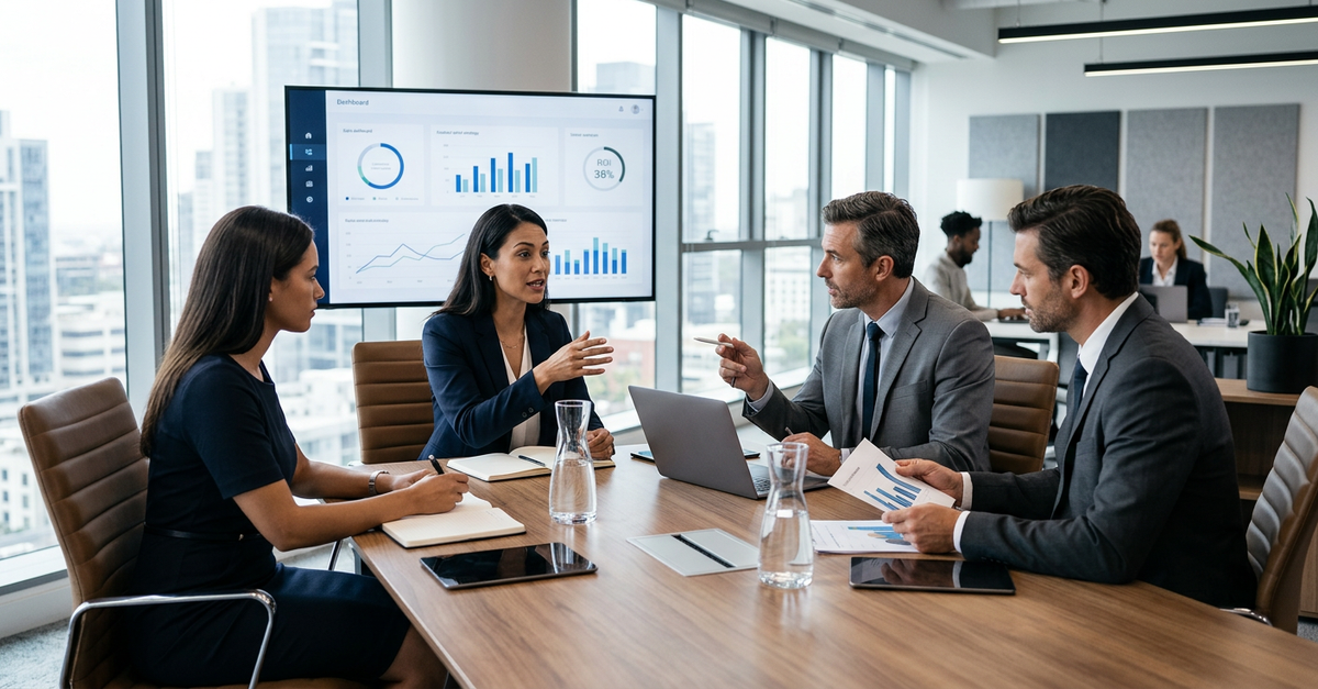 Reunião comercial B2B produtiva