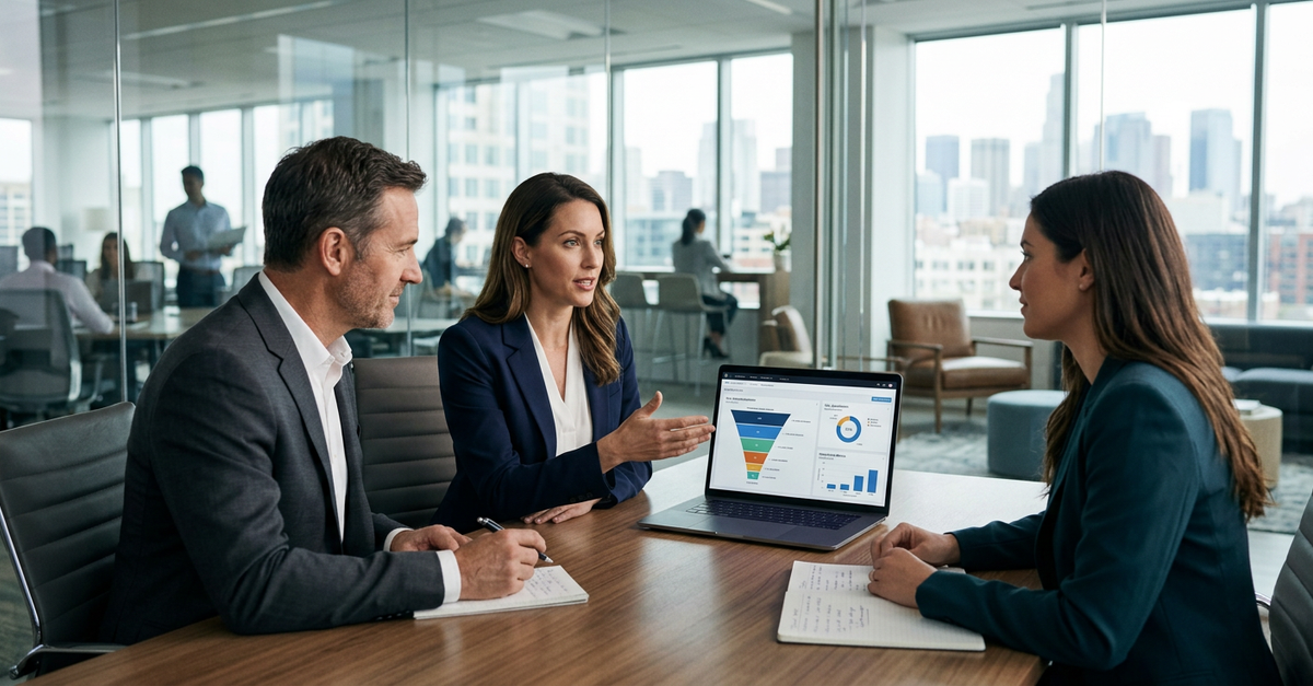 Reunião comercial B2B com lead qualificado SQL