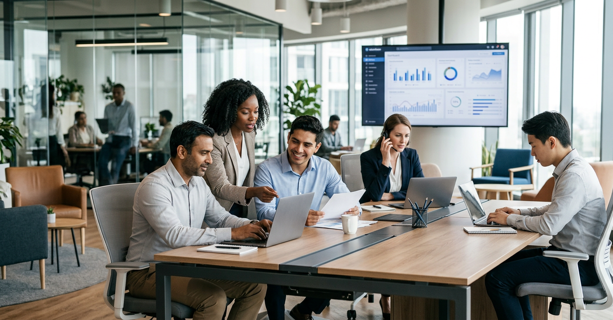 Equipe de vendas B2B especializada trabalhando com processo escalável