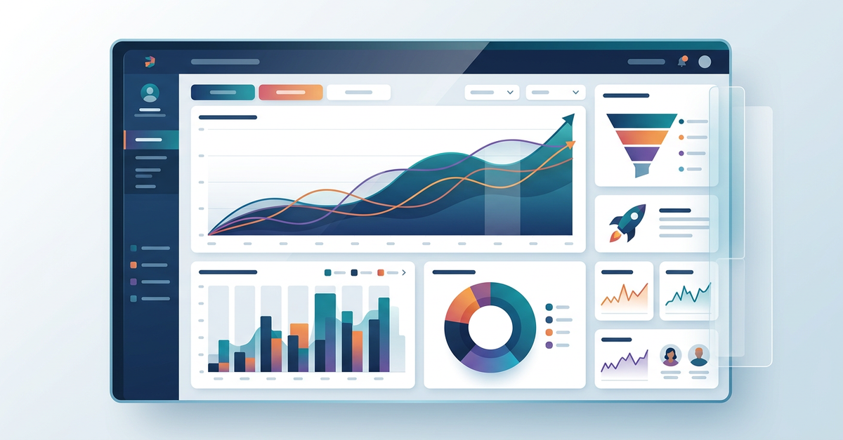 Dashboard de métricas de geração de leads B2B com autoridade