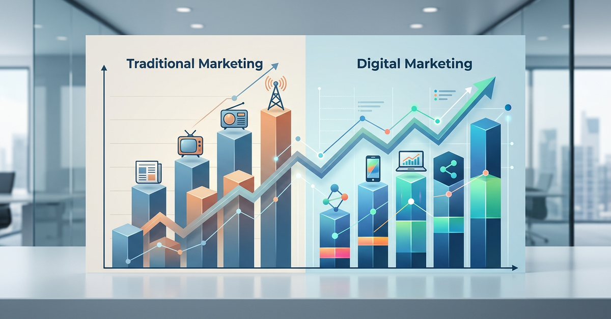 Comparação de custos entre marketing tradicional e digital para empresas B2B