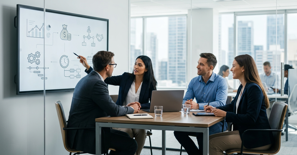 Equipe de vendas B2B alinhada usando processo BANT de qualificação