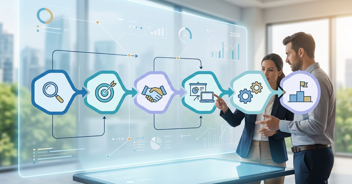 Processo estruturado de vendas B2B com etapas definidas