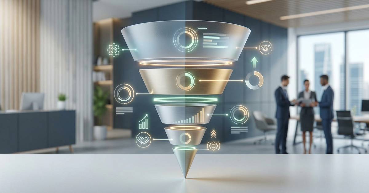 Processo comercial B2B estruturado com métricas em cada etapa