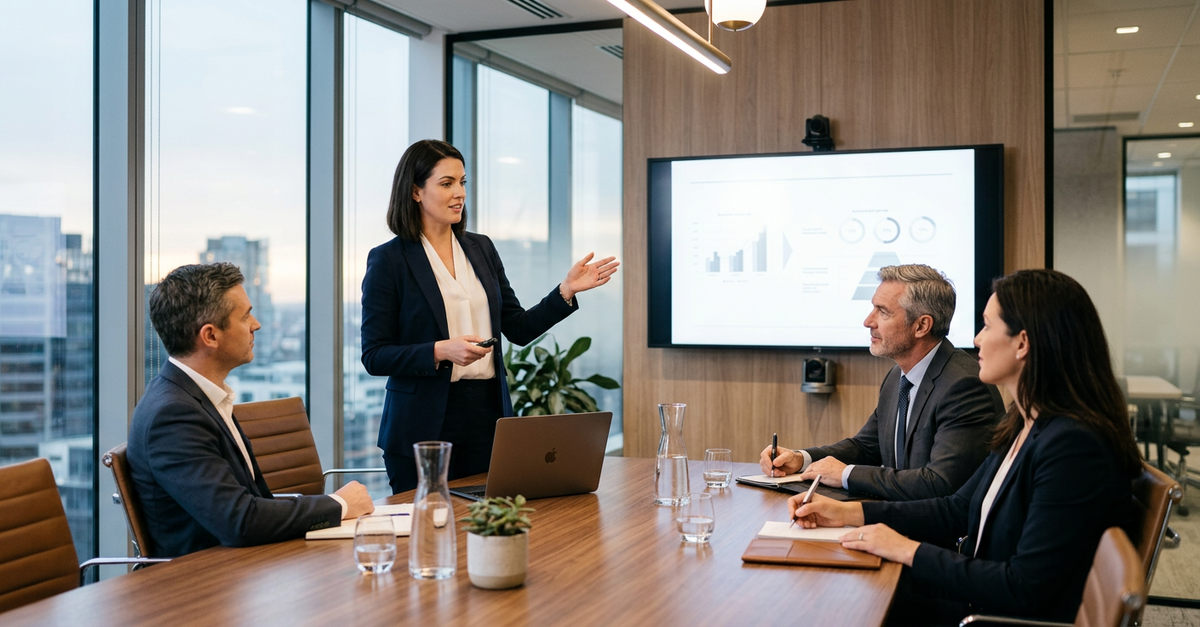 Reunião de consultoria estratégica para estruturação comercial B2B