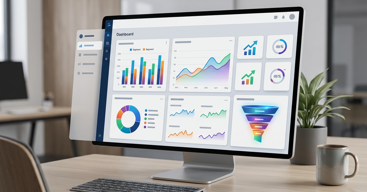 Métricas e indicadores de vendas B2B em dashboard analítico