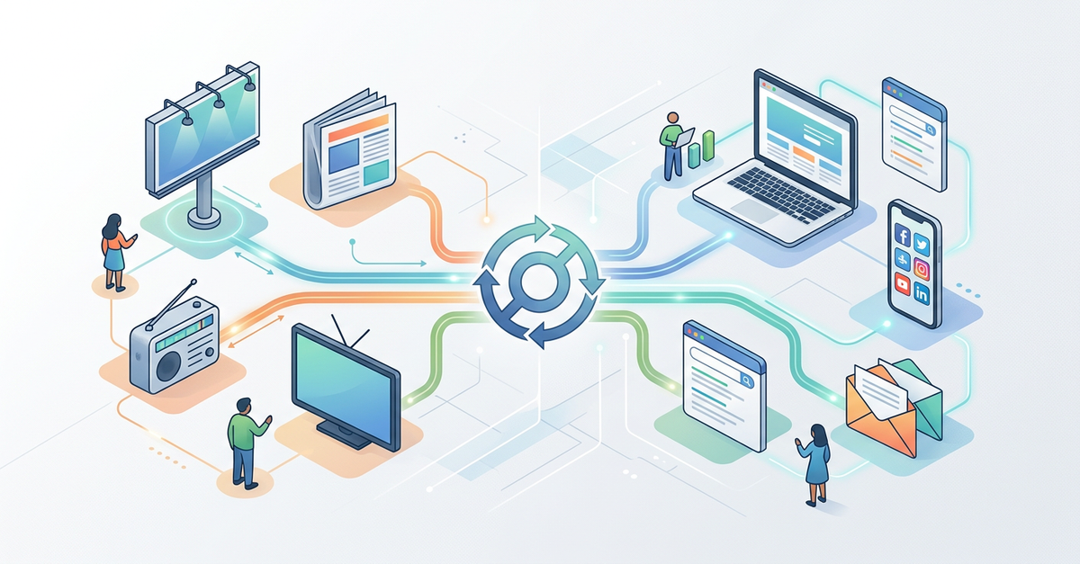 Estratégia de marketing B2B integrando canais digitais para máximo ROI