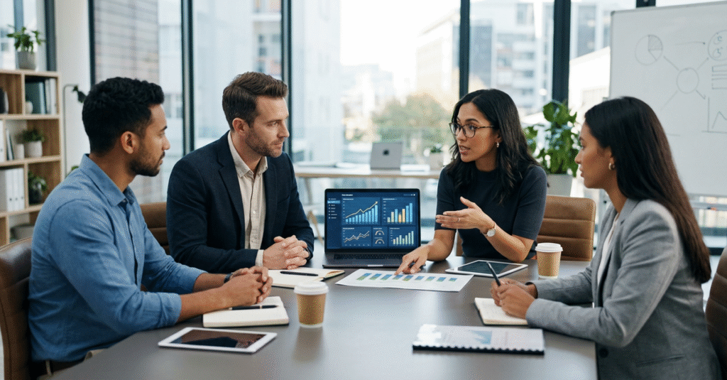 Consultoria de vendas B2B em ação com análise de processos comerciais