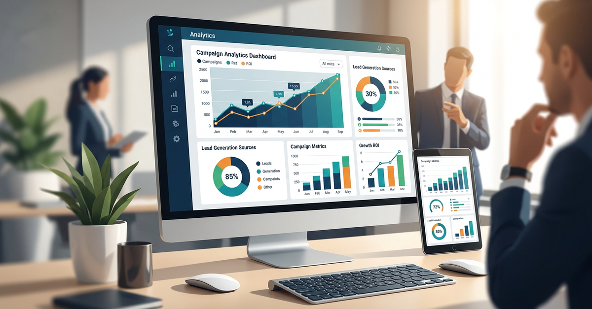 Dashboard de marketing automation B2B PME mostrando métricas