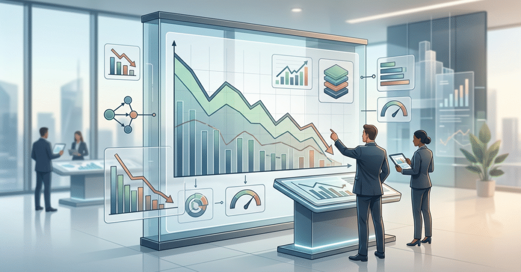 Gráfico mostrando queda nas vendas B2B em 2026