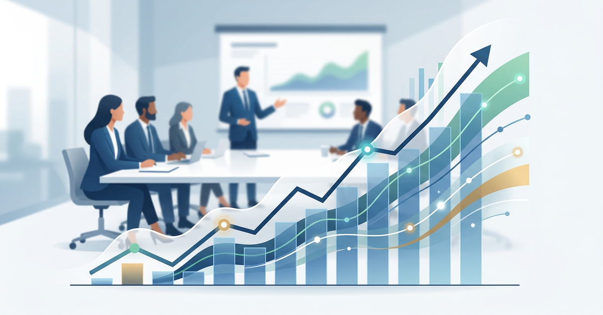 Provar valor marketing diretoria com gráficos de crescimento