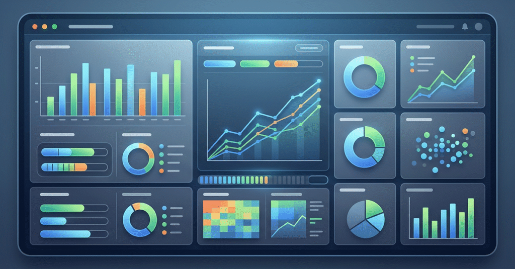Análise de dados de ROI em marketing B2B mostrando gráficos e métricas