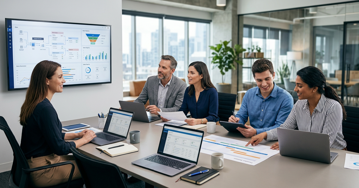 Equipe de vendas B2B alinhada para acelerar vendas