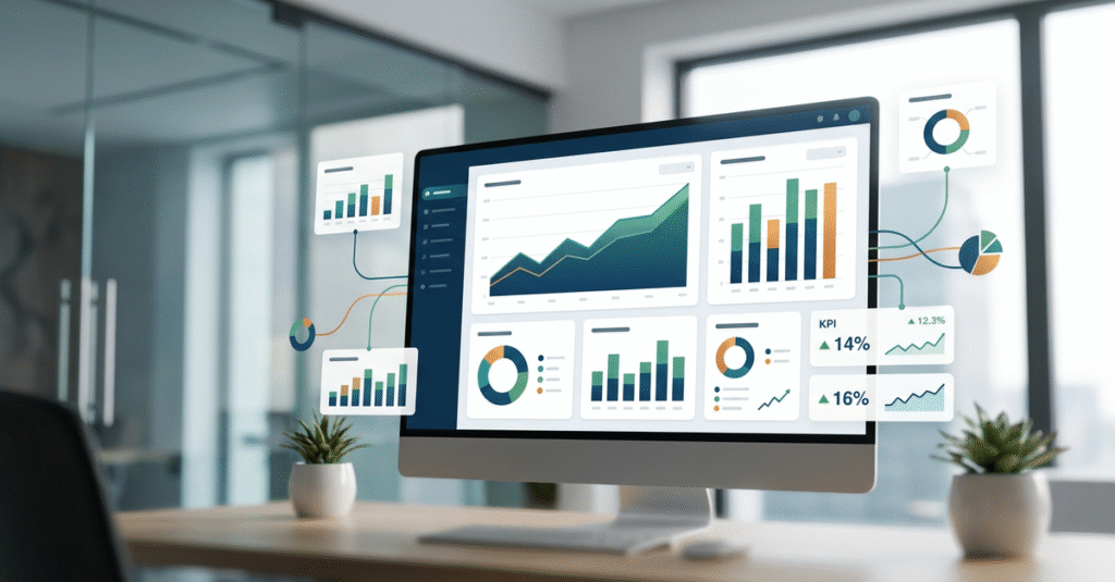Dashboard de análise de dados de casos de sucesso em agência de marketing B2B