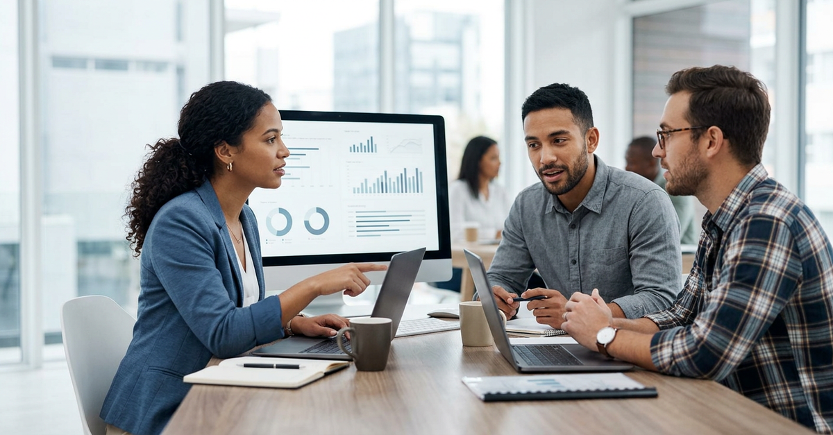 Equipe colaborando em estratégia de LinkedIn Ads