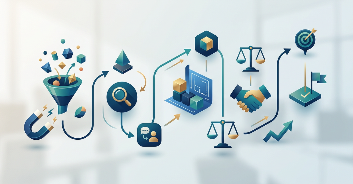 Fluxograma de processo comercial escalável com etapas bem definidas