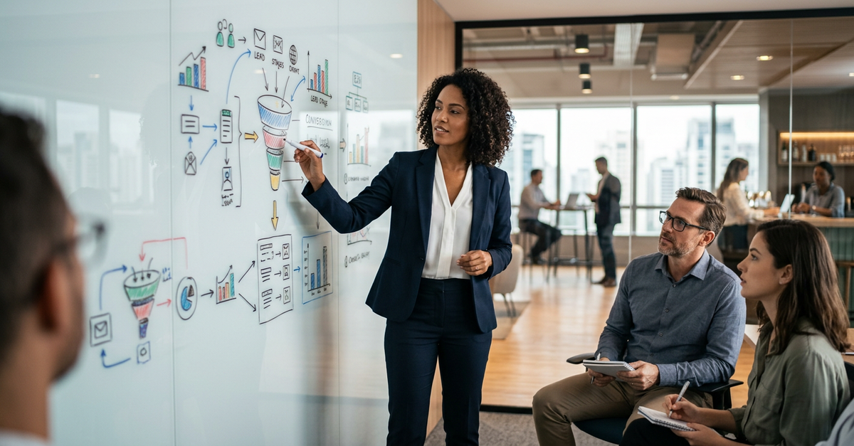 Estratégia de vendas B2B estruturada para aumentar conversão de leads