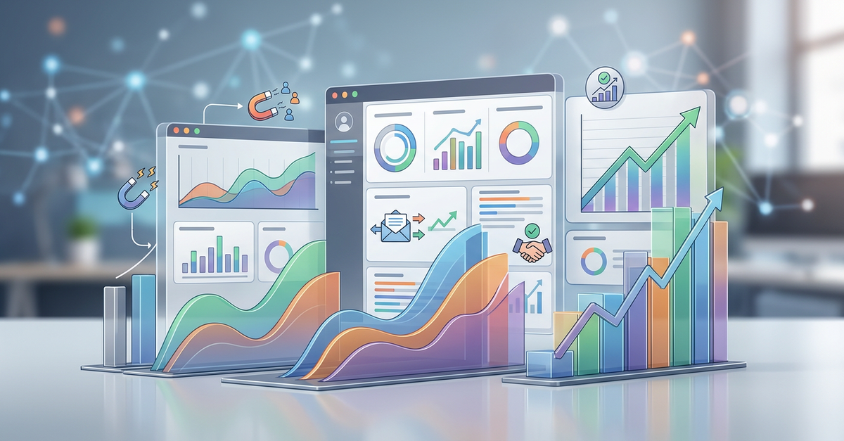 Métricas de automação de marketing B2B mostrando ROI para pequenas empresas