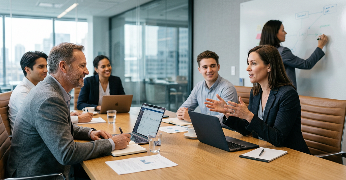 Equipe de vendas B2B em processo consultivo estruturado