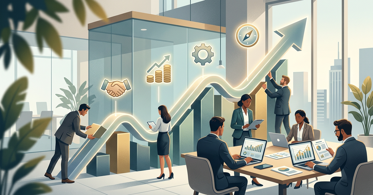 Gráfico de crescimento de vendas em pequenas empresas com processos estruturados