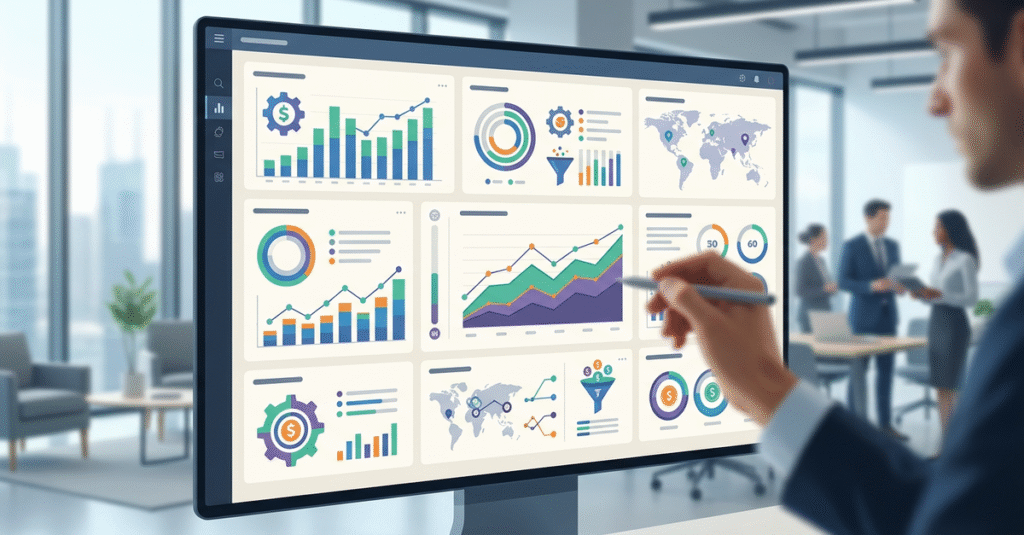 Dashboard de métricas para medir ROI marketing B2B com indicadores de performance