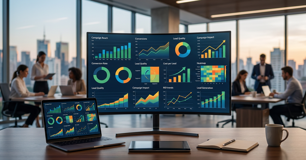 Dashboard de métricas de ROI para campanhas LinkedIn Ads B2B