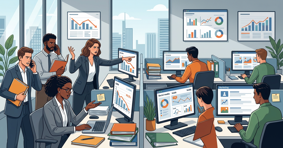 Equipes de marketing e vendas B2B desalinhadas causando queda nas vendas