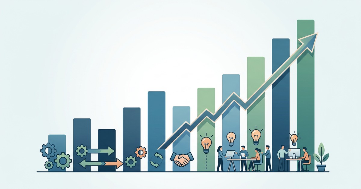 Gráfico de crescimento de vendas B2B após estruturação comercial