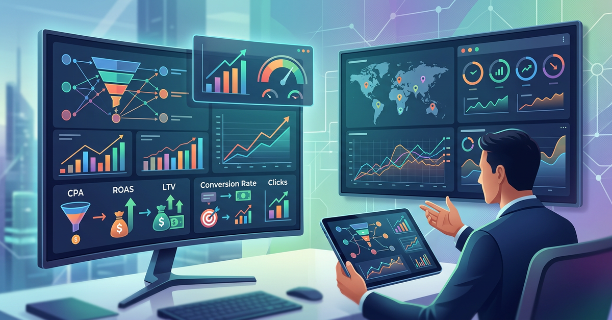 Dashboard de KPIs essenciais para agências de marketing digital
