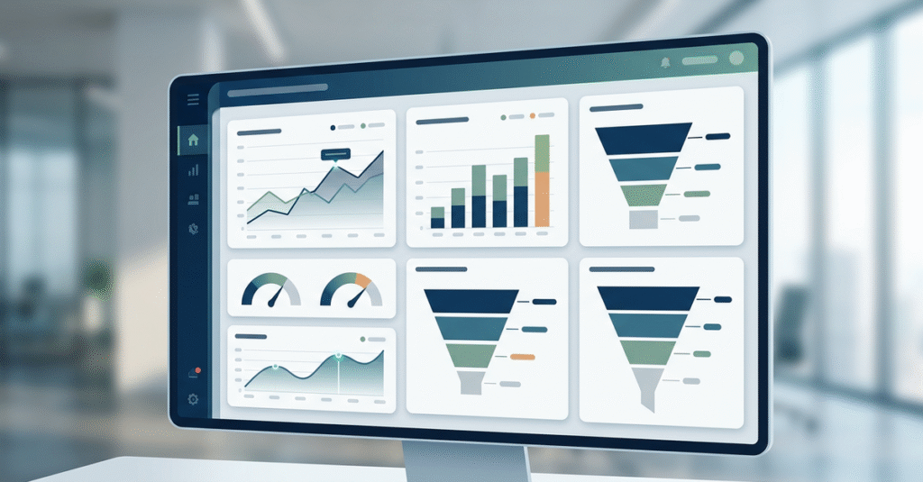 Dashboard de vendas mostrando métricas de receita previsível para empresas B2B