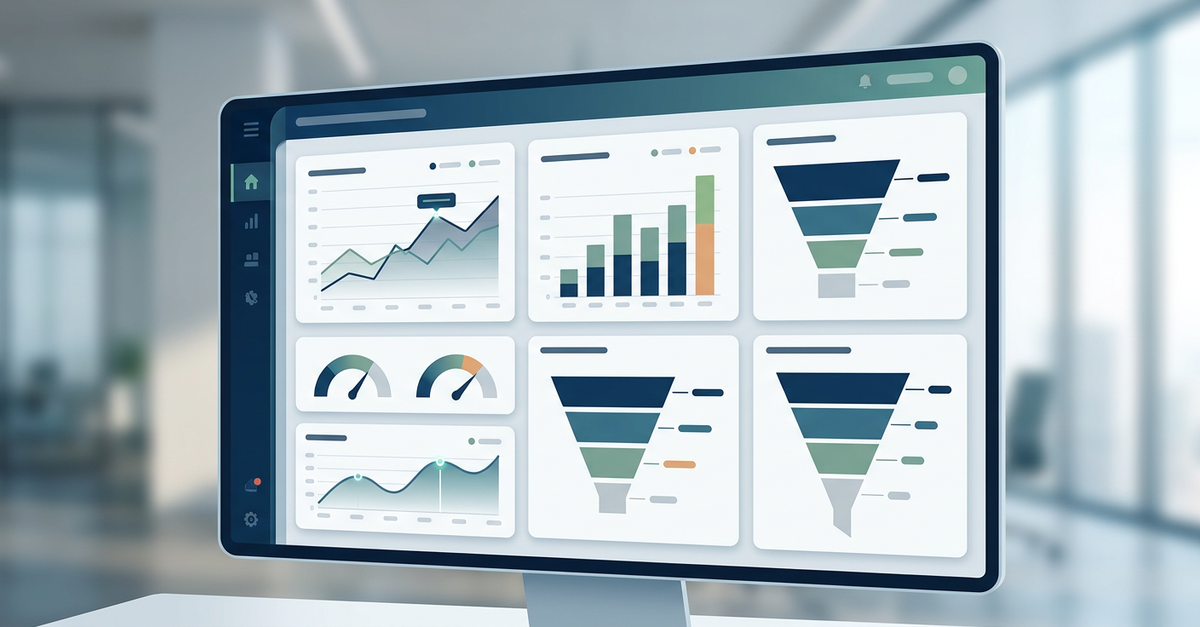 Dashboard de vendas mostrando métricas de receita previsível para empresas B2B