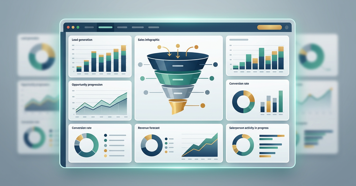 Dashboard de métricas de processo comercial B2B com KPIs de performance