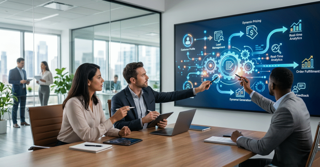 Transformação digital em vendas B2B mostrando integração de processos