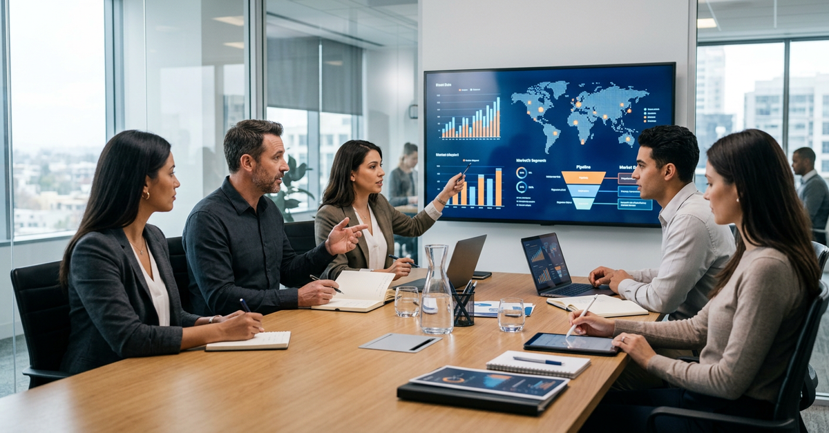 Equipe de vendas B2B realizando prospecção ativa com estratégias estruturadas