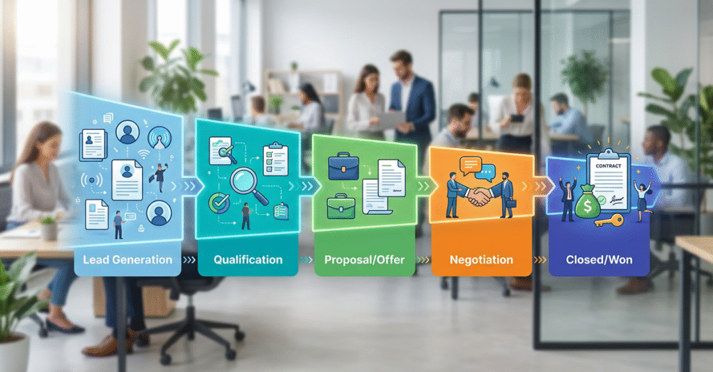 Pipeline de vendas B2B estruturado com etapas definidas