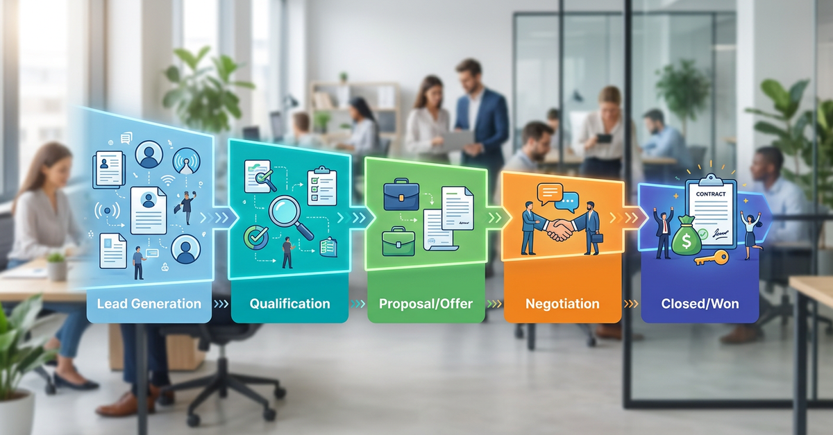 Pipeline de vendas B2B estruturado com etapas definidas