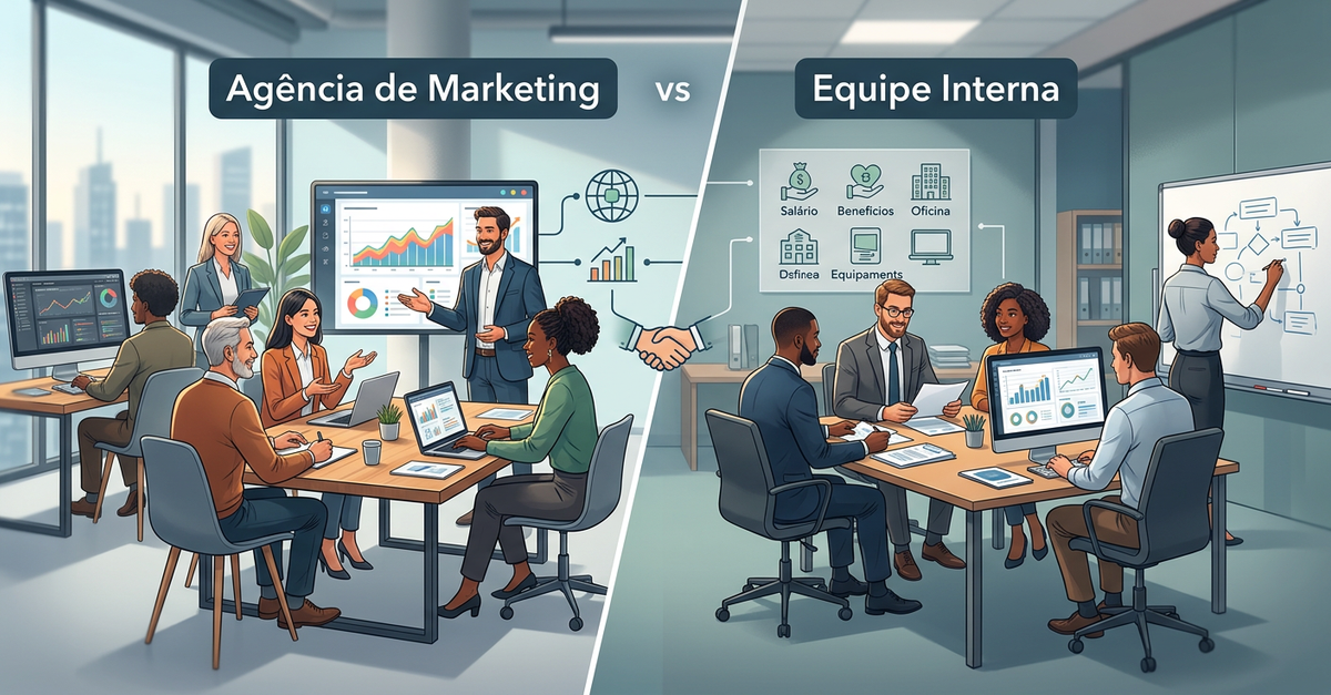 Comparação entre agência de marketing e equipe interna para empresas B2B