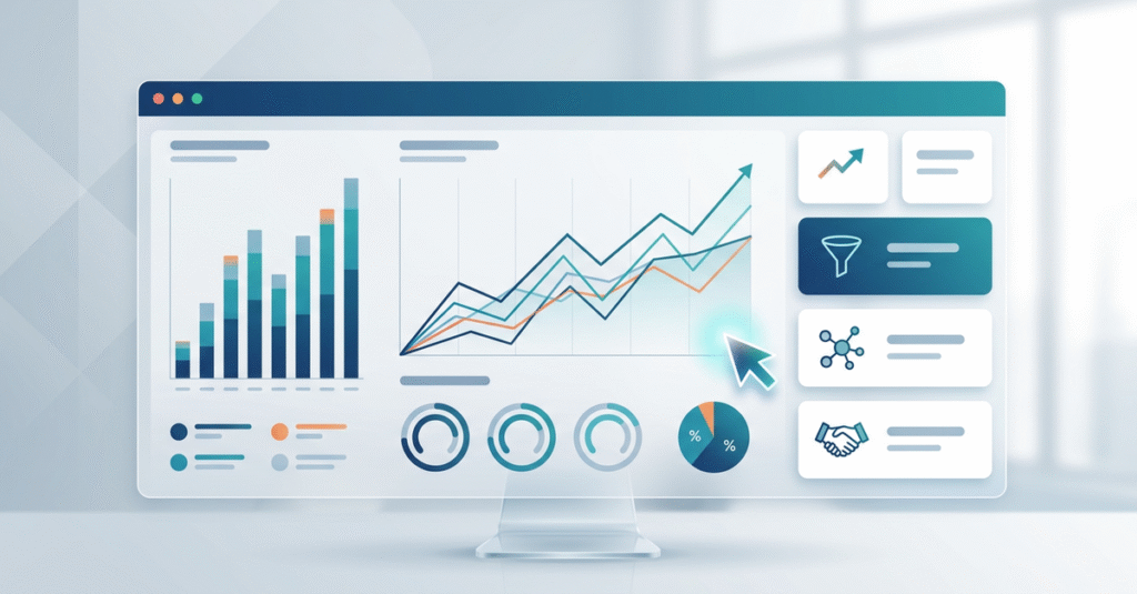 Análise de dados de vendas B2B mostrando tendências de crescimento