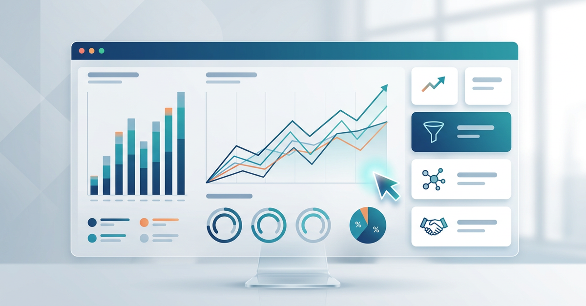 Análise de dados de vendas B2B mostrando tendências de crescimento