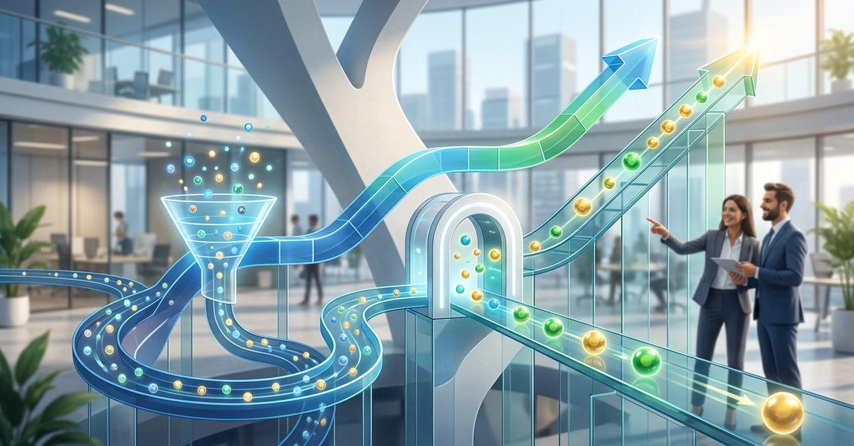 Gráfico de crescimento de vendas B2B com qualificação eficiente de leads