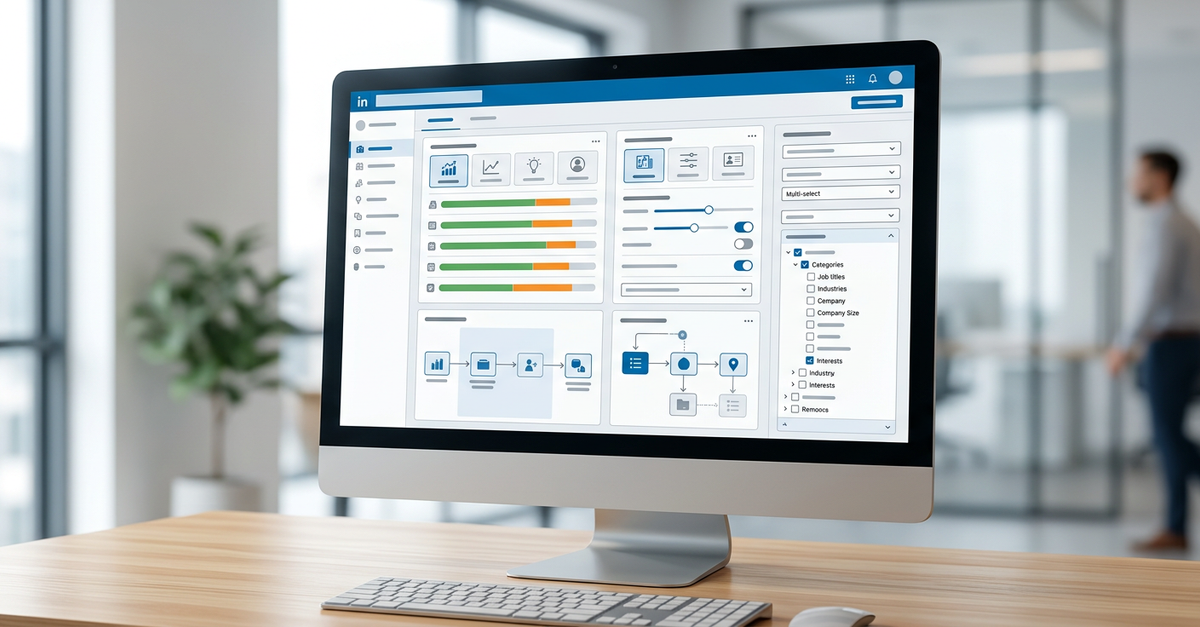 Plataforma LinkedIn Ads para empresas B2B com dashboard de campanhas