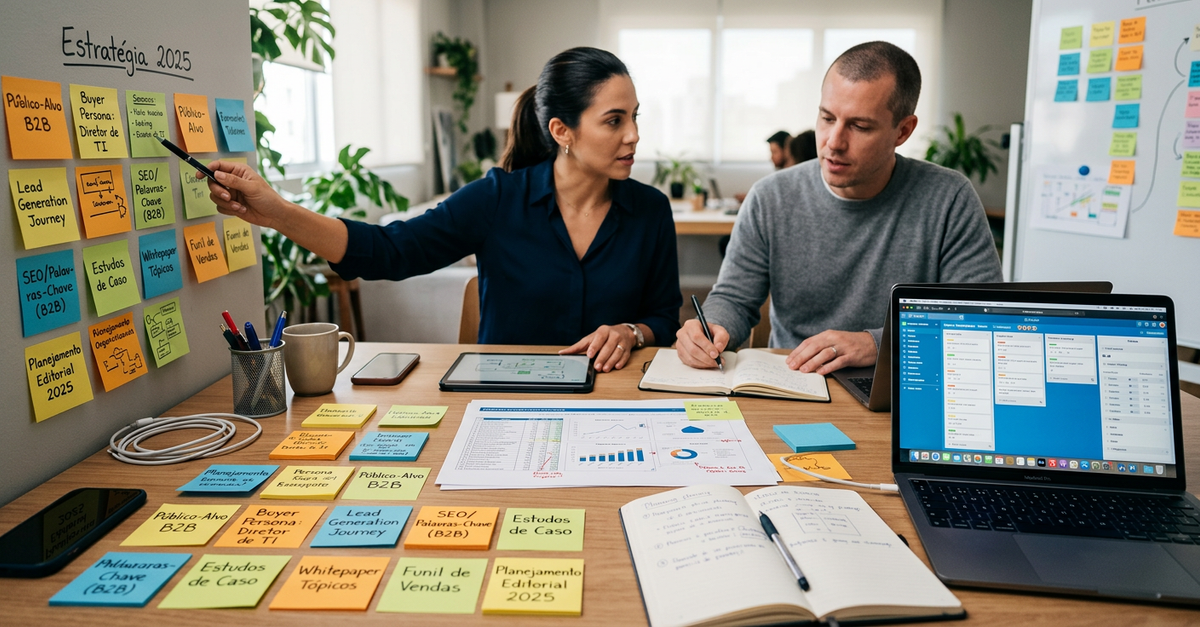 Planejamento de estratégia de conteúdo B2B para geração de leads qualificados
