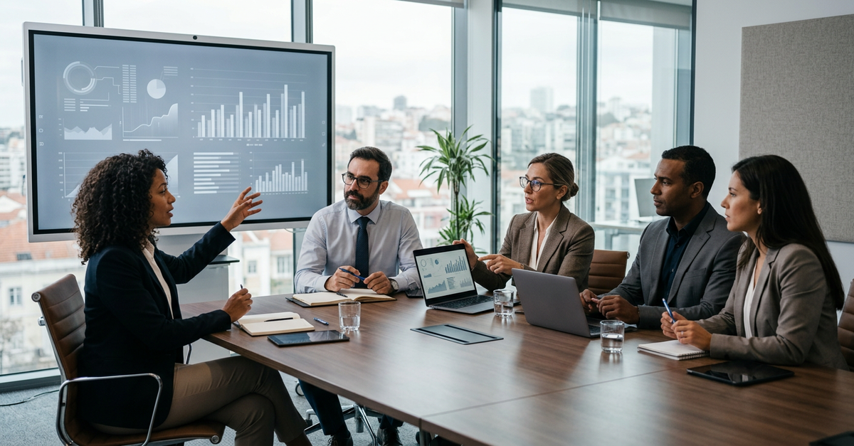 Equipe comercial B2B alinhada em processo estruturado