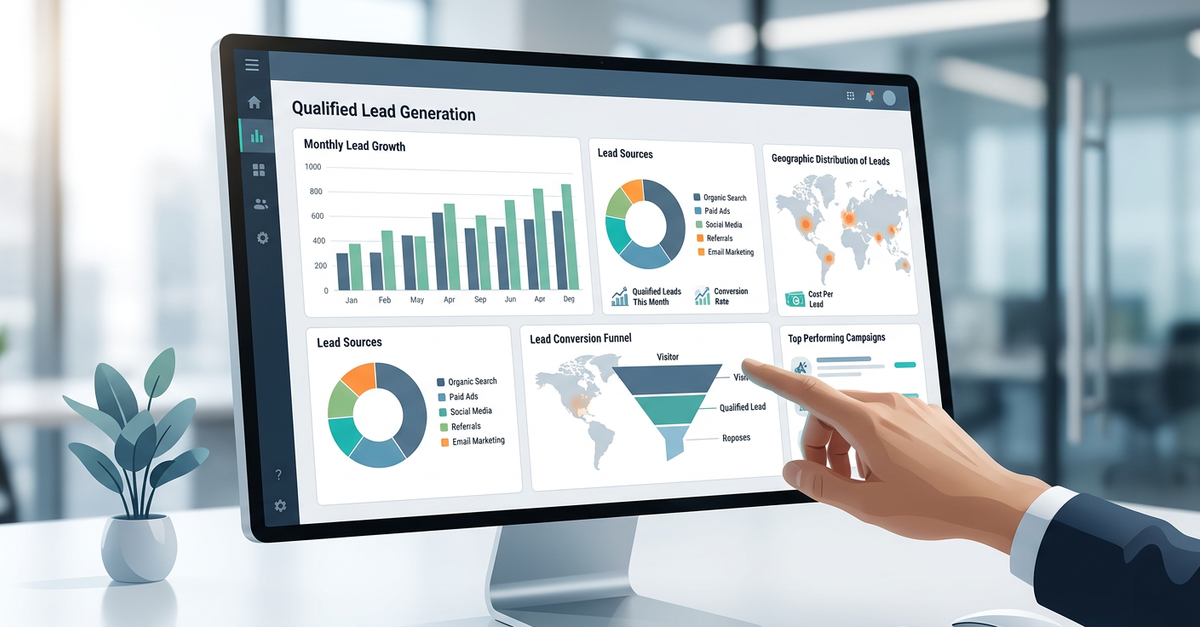 Dashboard de análise de leads B2B qualificados