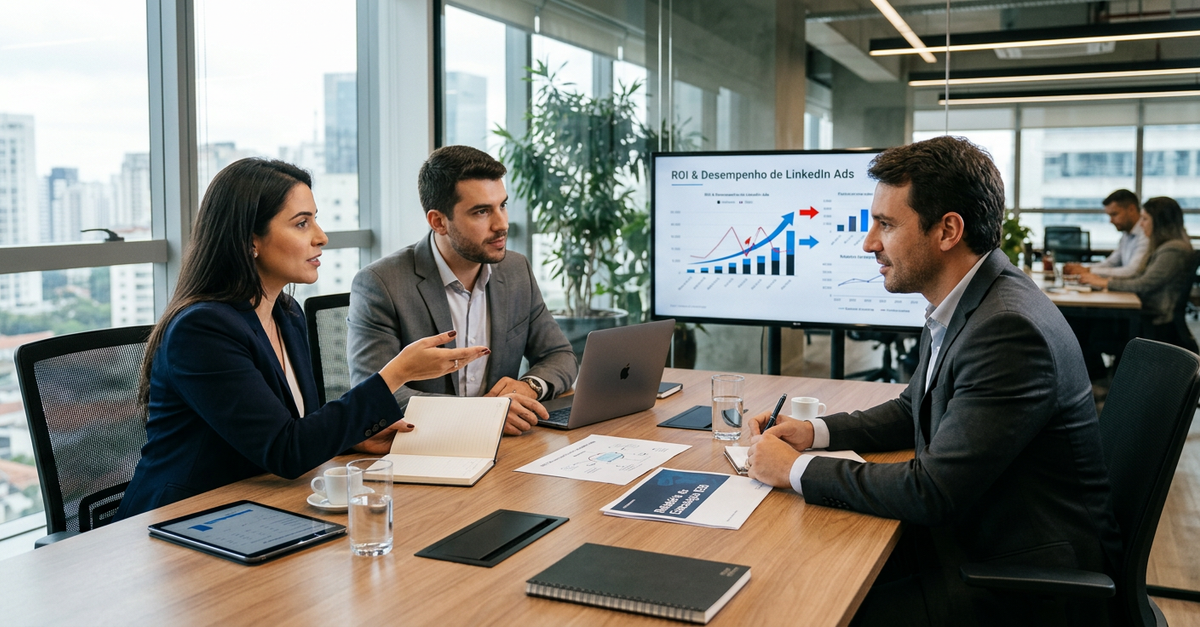 Vendas consultivas B2B em ação durante reunião estratégica
