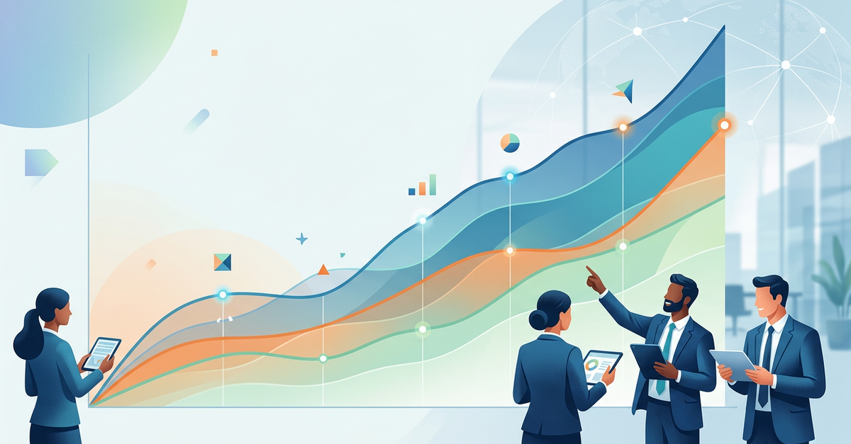 Gráfico de crescimento mostrando relação LTV/CAC em vendas B2B