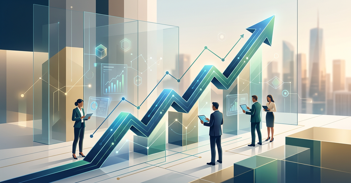 Gráfico de crescimento sustentável através de vendas previsíveis