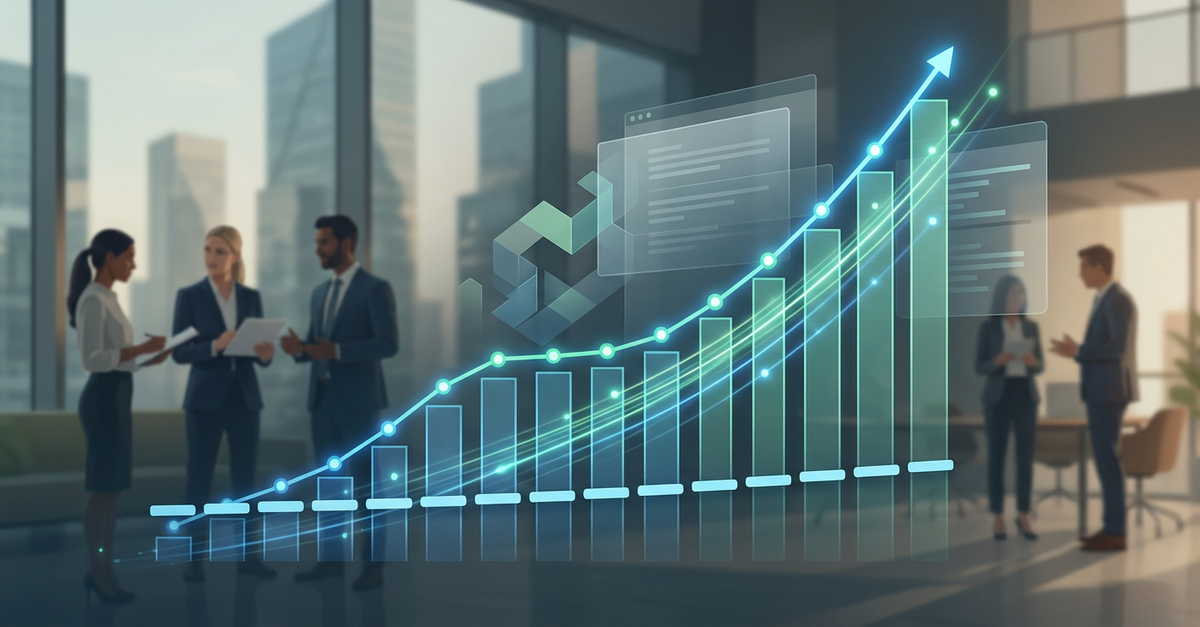 Gráfico de crescimento escalável em vendas B2B com processos estruturados