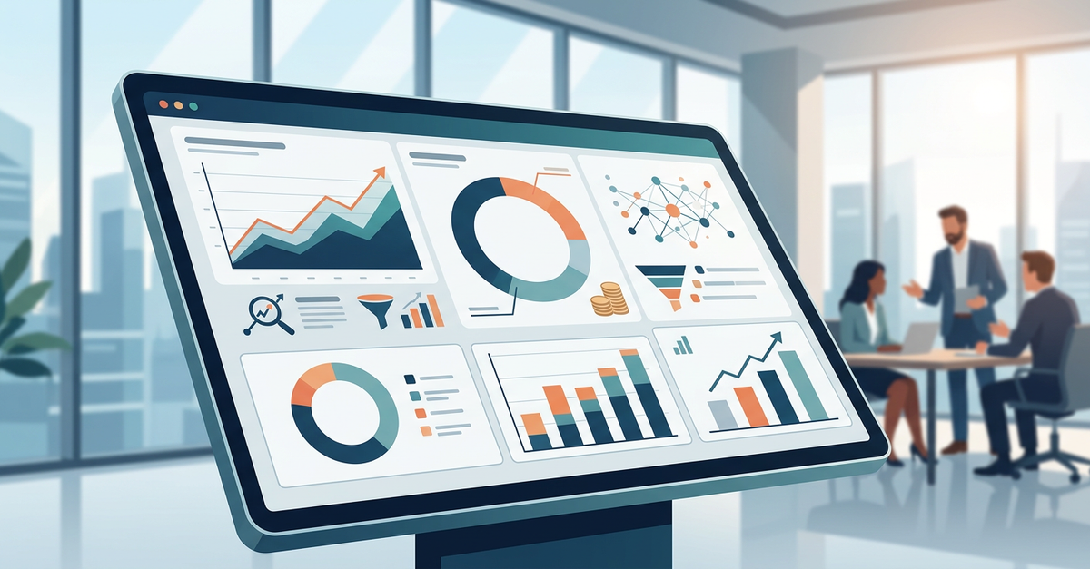 Dashboard de métricas B2B mostrando ROI de campanhas de marketing digital