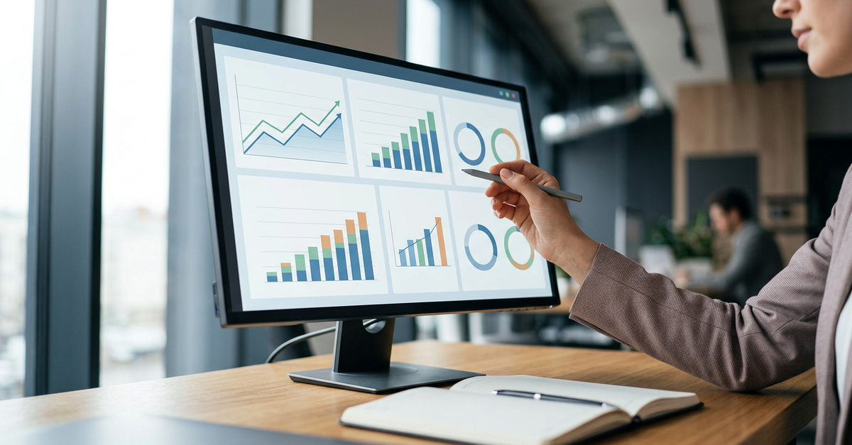 Dashboard de métricas de marketing digital mostrando evolução de resultados ao longo do tempo